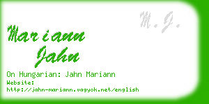 mariann jahn business card